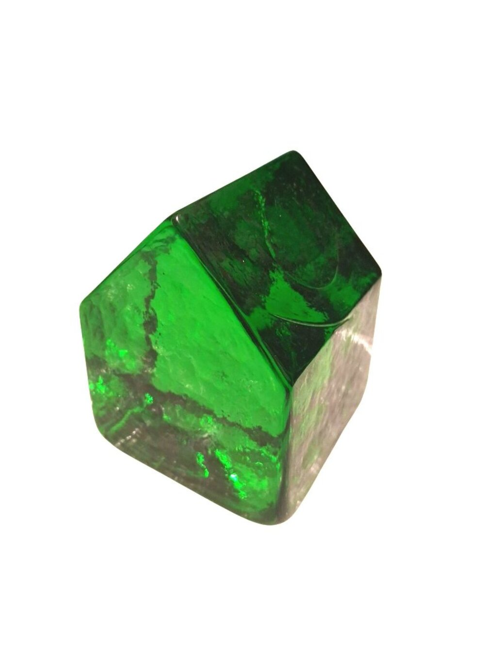Rare V Nason Murano Glass House Paperweight Signed Green Vintage 3"x 2.5"x 2.5"